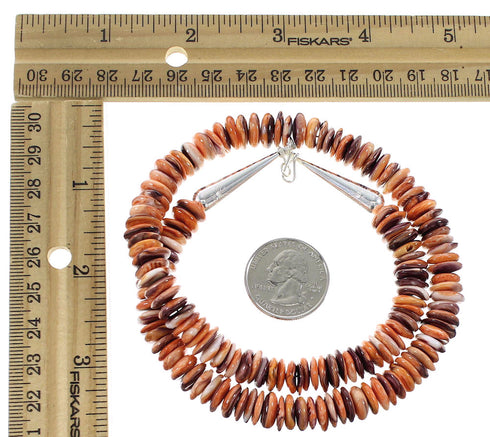Purple And Orange Oyster Shell Sterling Silver Bead Necklace AX98140